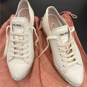 Miu Miu Platform Leather Sneakers
